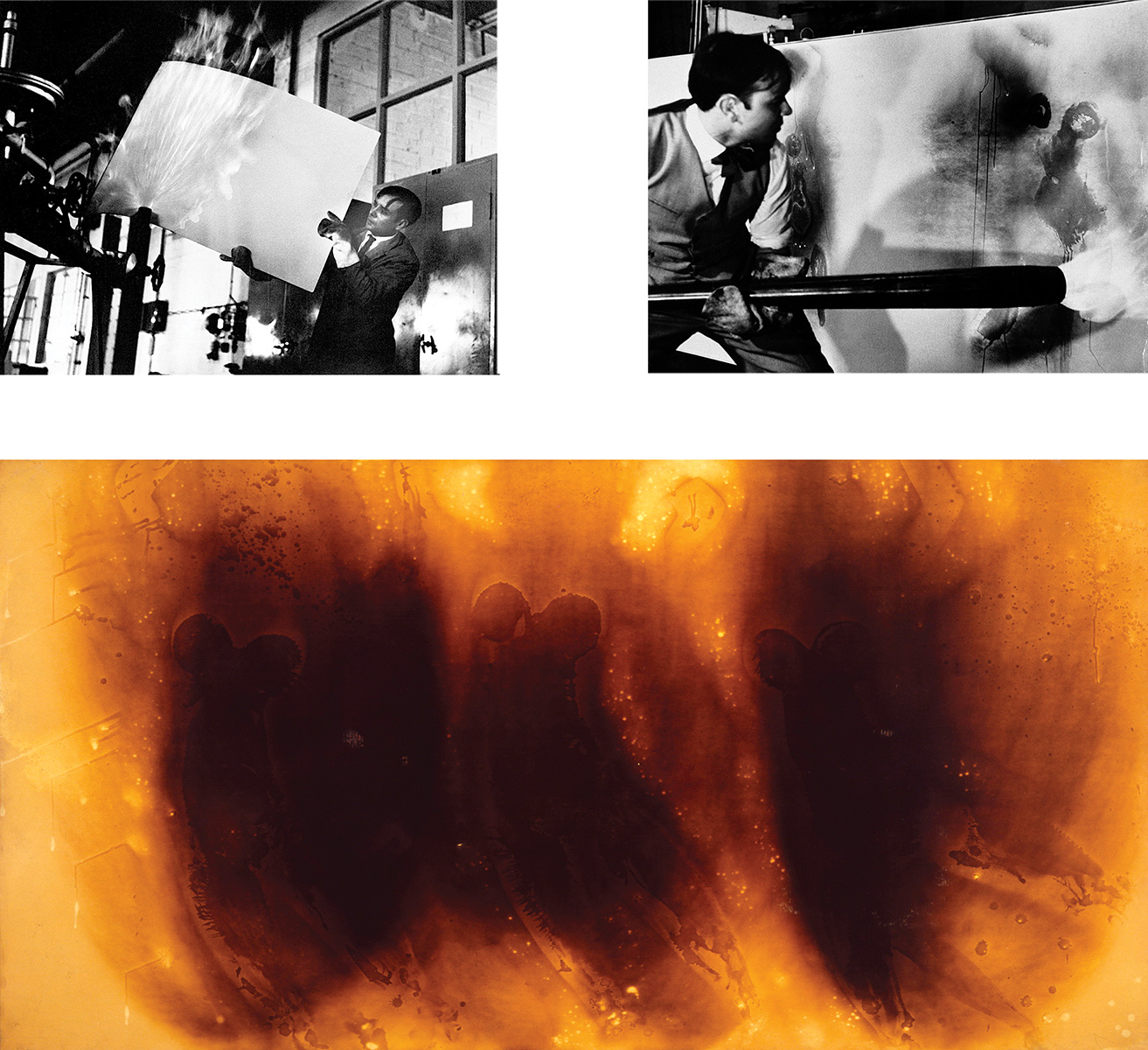 Yves Klein creating Fire Paintings
