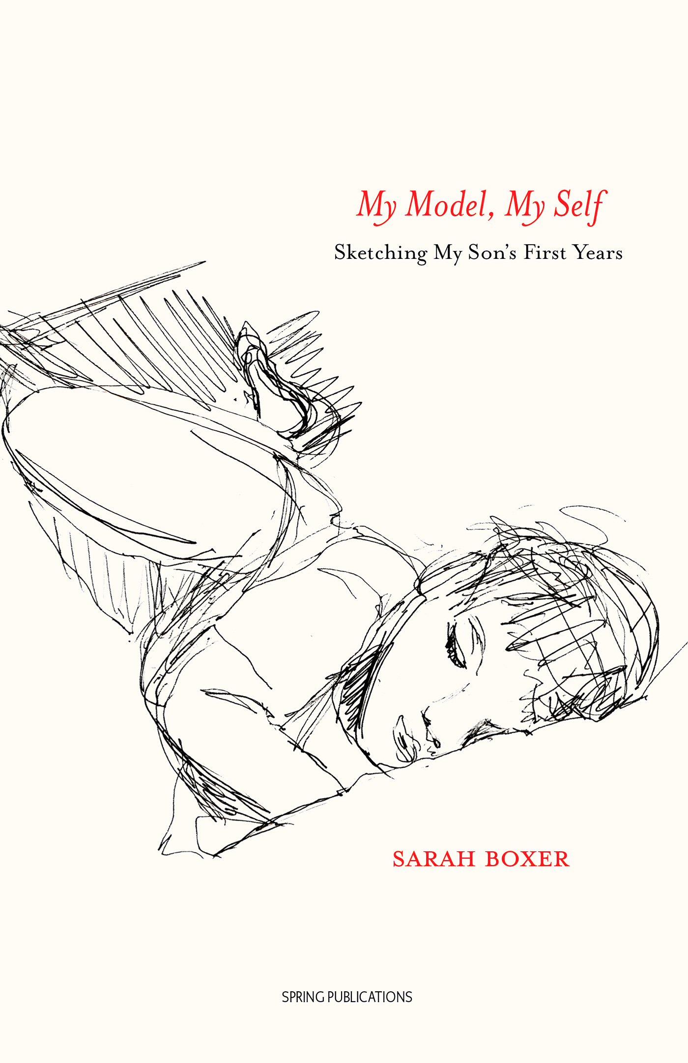 Book cover with drawing of a sleeping baby
